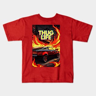 Thug Life Muscle: Badass Car Design for Rebels Kids T-Shirt